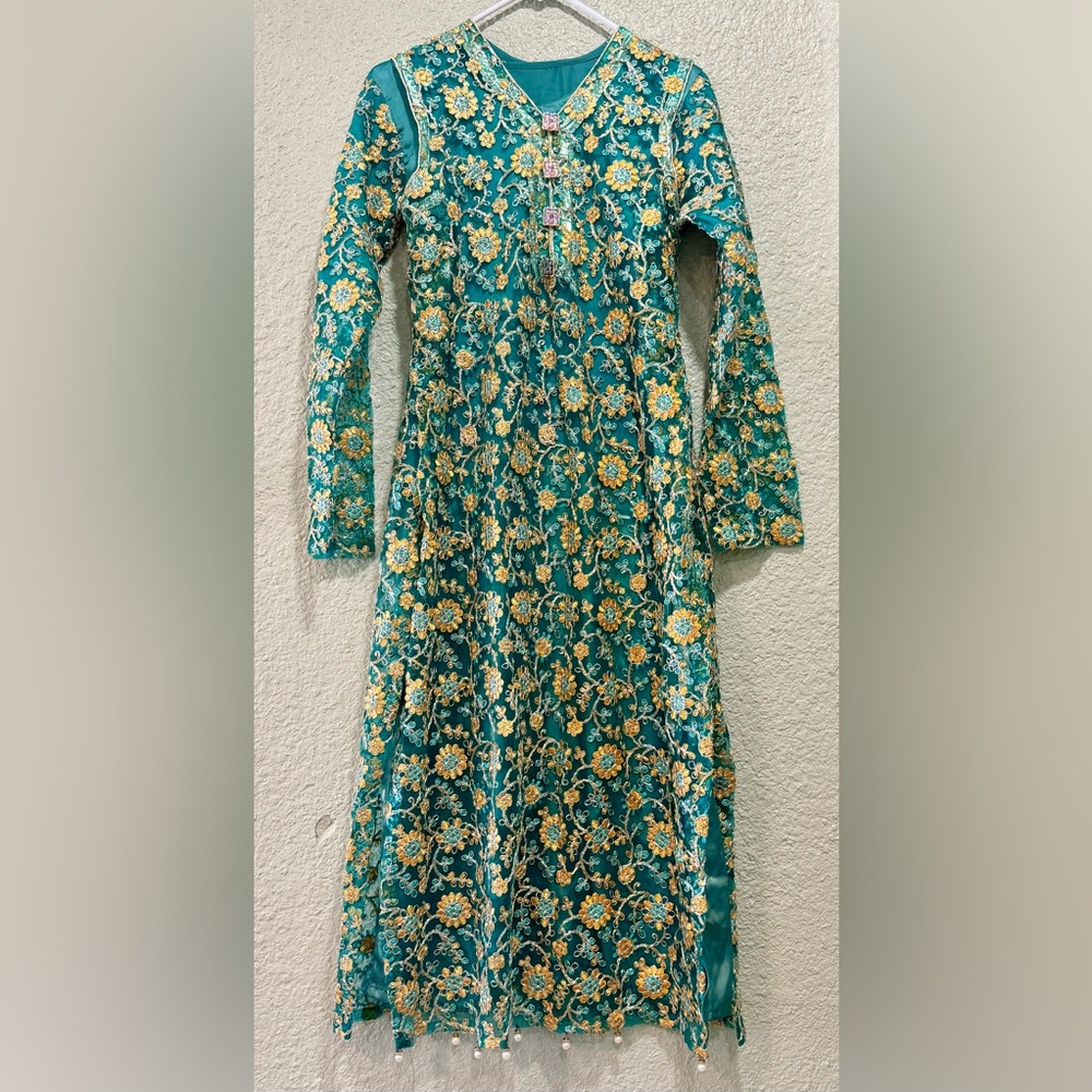 Teal Floral Kurta